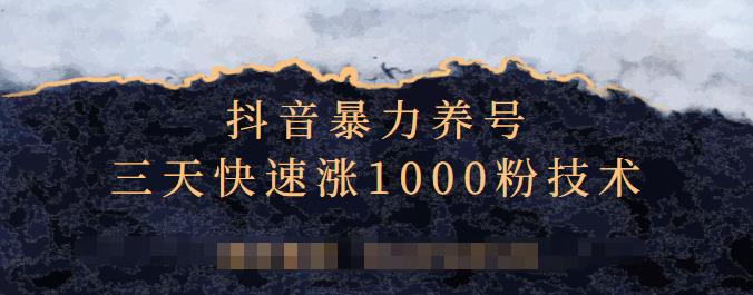 抖音暴力养号，三天快速涨1000粉技术【视频课程】-亦可网创