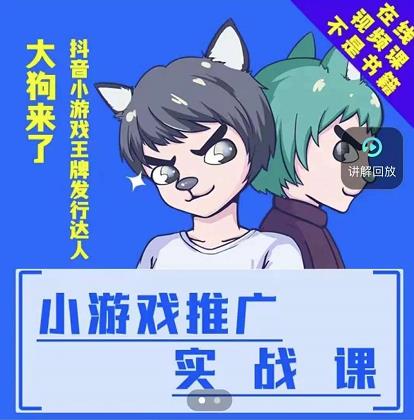 大狗来了：小游戏推广实战课，带你搭建一个游戏推广变现账号-亦可网创