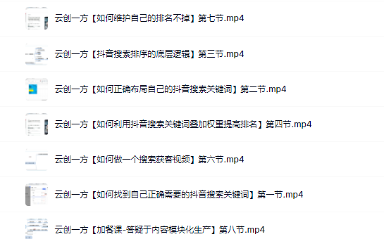 云创一方2022抖音SEO系列课程，教你如何快速上抖音搜索排名第一-亦可网创