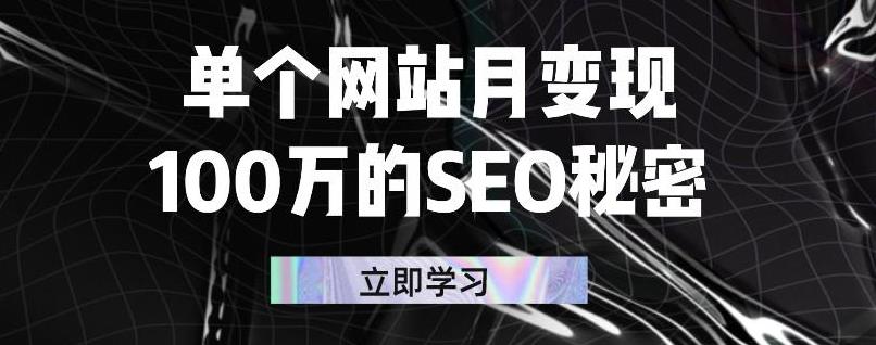 单个网站月变现100万的SEO秘密，百分百做出赚钱站点-亦可网创