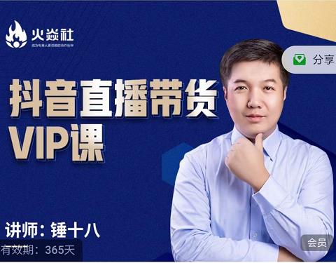 锤十八-抖音直播带货VIP课，专注直播带货有效盈利模式-亦可网创