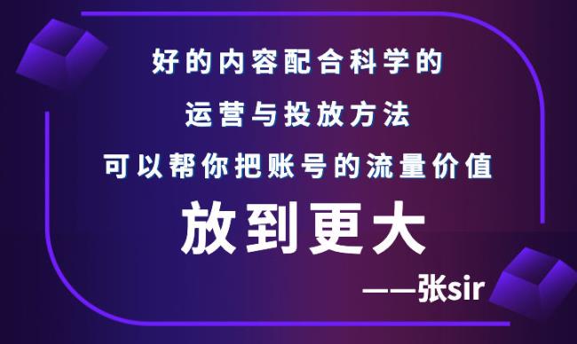 张sir账号流量增长课，告别海王流量，让你的流量更精准-亦可网创