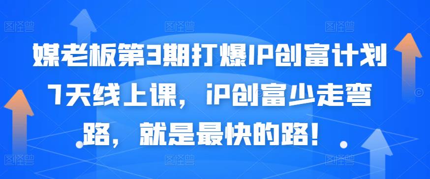 媒老板第3期打爆IP创富计划7天线上课，iP创富少走弯路，就是最快的路！-亦可网创