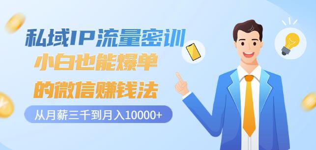私域IP流量密训：小白也能爆单的微信赚钱法，从月薪三千到月入10000-亦可网创
