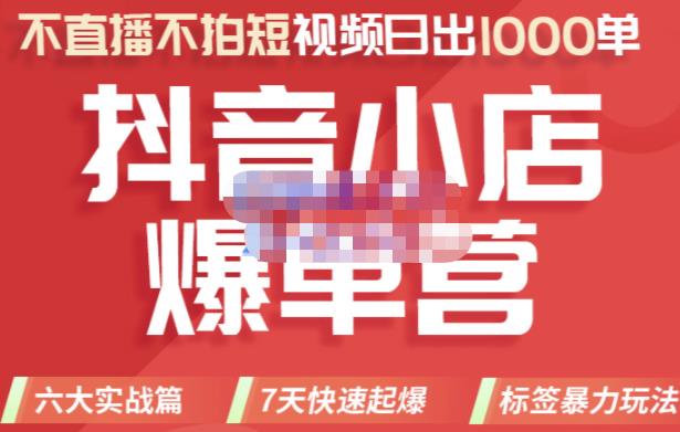 2022年抖音小店爆单营，不直播、不拍短视频、日出1000单，暴力玩法-亦可网创