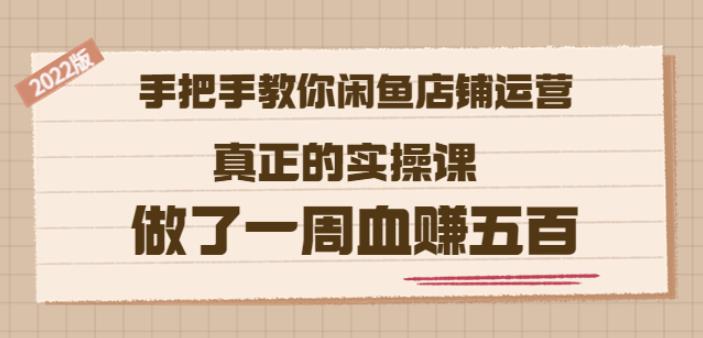 2022版《手把手教你闲鱼店铺运营》真正的实操课做了一周血赚五百(16节课)-亦可网创