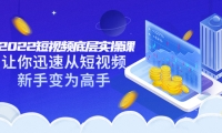 2022短视频底层实操课:让你迅速从短视频新手变为高手(价值7980元)-亦可网创