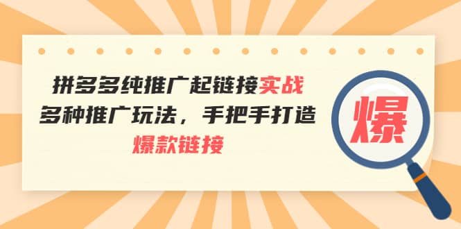 拼多多纯推广起链接实战：多种推广玩法，手把手打造爆款链接-亦可网创