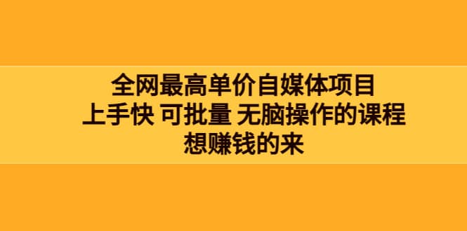全网最单高价自媒体项目：上手快 可批量 无脑操作的课程，想赚钱的来-亦可网创