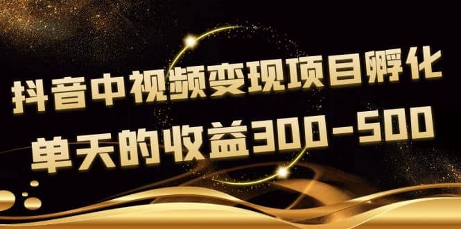 黄岛主《抖音中视频变现项目孵化》单天的收益300-500 操作简单粗暴-亦可网创