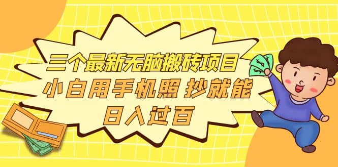 三个最新无脑搬砖项目，小白用手机照抄就能日入过百-亦可网创