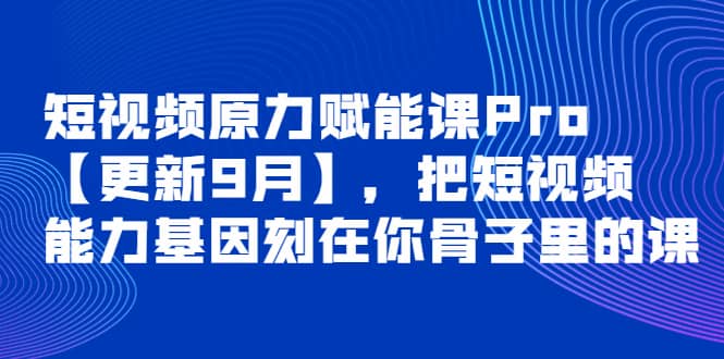 短视频原力赋能课Pro【更新9月】，把短视频能力基因刻在你骨子里的课-亦可网创