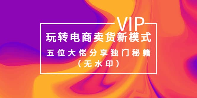 某收费培训：玩转电商卖货新模式，五位大佬分享独门秘籍（无水印）-亦可网创