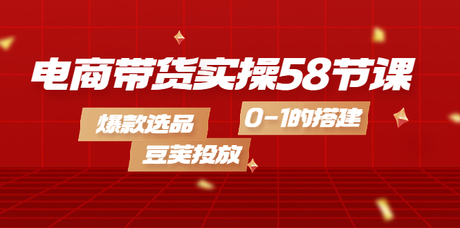 电商带货实操58节课，爆款选品，豆荚投放，0-1的搭建-亦可网创
