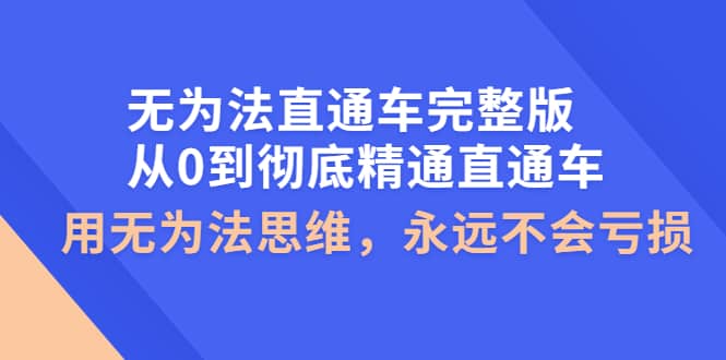 无为法直通车完整版：从0到彻底精通直通车，用无为法思维，永远不会亏损-亦可网创