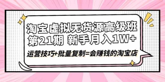 淘宝虚拟无货源高级班【第21期】运营技巧 批量复制=会赚钱的淘宝店-亦可网创