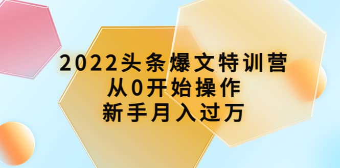 2022头条爆文特训营：从0开始操作，新手月入过万（16节课时）-亦可网创