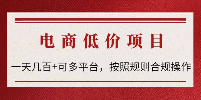 电商低价赔FU项目：按照规则合规操作-亦可网创