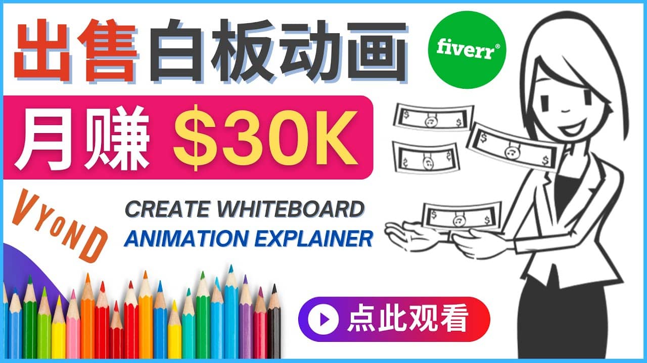 如何用最简单制作白板动画（WhiteBoard Animation）月赚3万美元-亦可网创