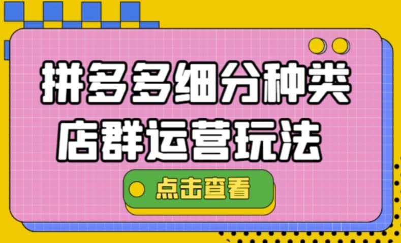 拼多多细分种类店群运营玩法3.0，11月最新玩法，小白也可以操作-亦可网创
