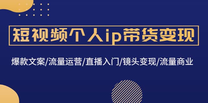 短视频个人ip带货变现：爆款文案/流量运营/直播入门/镜头变现/流量商业-亦可网创