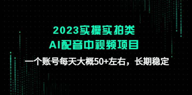 2023实操实拍类AI配音中视频项目，一个账号每天大概50 左右，长期稳定-亦可网创
