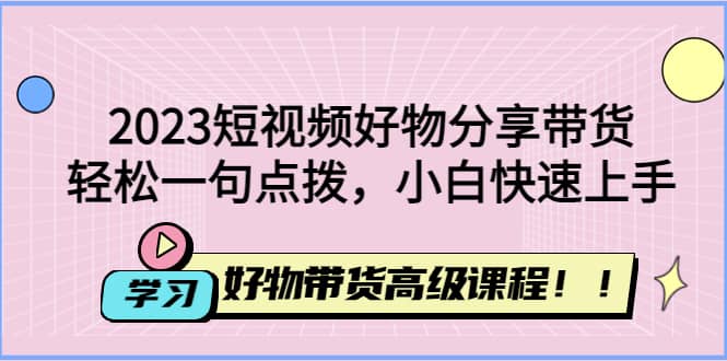 2023短视频好物分享带货，好物带货高级课程，轻松一句点拨，小白快速上手-亦可网创