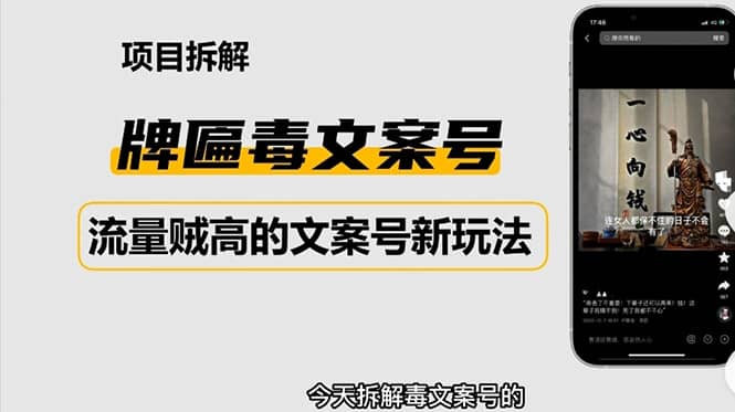 2023抖音快手毒文案新玩法，牌匾文案号，起号快易变现-亦可网创