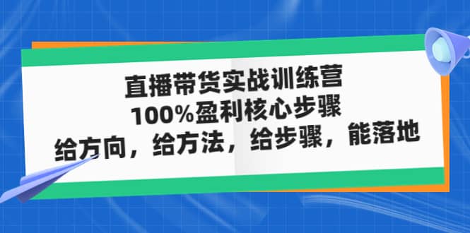 直播带货实战训练营：100%盈利核心步骤，给方向，给方法，给步骤，能落地-亦可网创