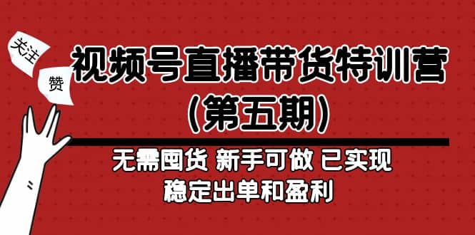 视频号直播带货特训营（第五期）无需囤货 新手可做 已实现稳定出单和盈利-亦可网创