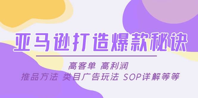 亚马逊打造爆款秘诀：高客单 高利润 推品方法 类目广告玩法 SOP详解等等-亦可网创