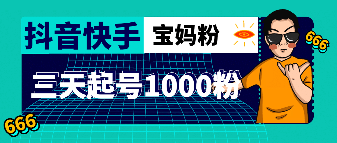 抖音快手三天起号涨粉1000宝妈粉丝的核心方法【详细玩法教程】-亦可网创
