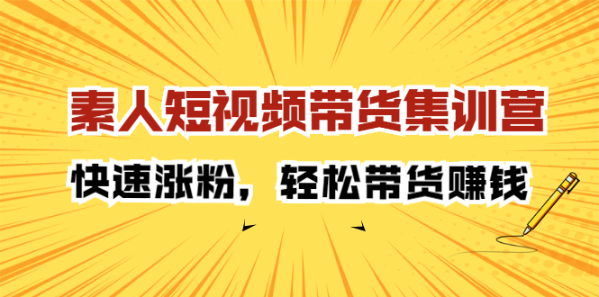 素人短视频带货集训营：快速涨粉，轻松带货赚钱-亦可网创