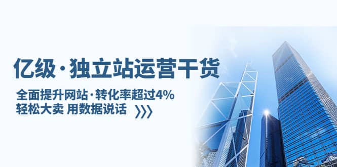 独立站运营干货：全面提升网站·转化率超过4%，轻松大卖 用数据说话-亦可网创