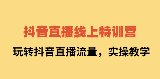 抖音直播线上特训营：玩转抖音直播流量，实操教学-亦可网创