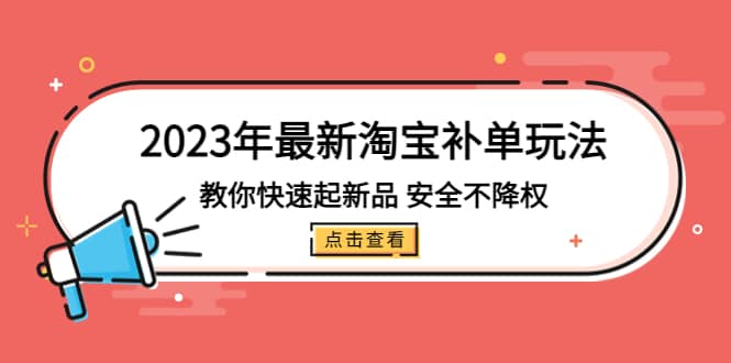 2023年最新淘宝补单玩法，教你快速起·新品，安全·不降权（18课时）-亦可网创