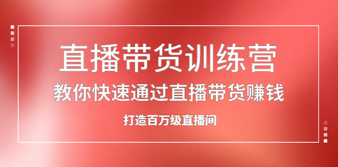 直播带货训练营，教你快速通过直播带货赚钱，打造百万级直播间-亦可网创