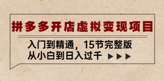 拼多多开店虚拟变现项目：入门到精通（15节完整版）-亦可网创