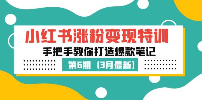 小红书涨粉变现特训·第6期，手把手教你打造爆款笔记（3月新课）-亦可网创