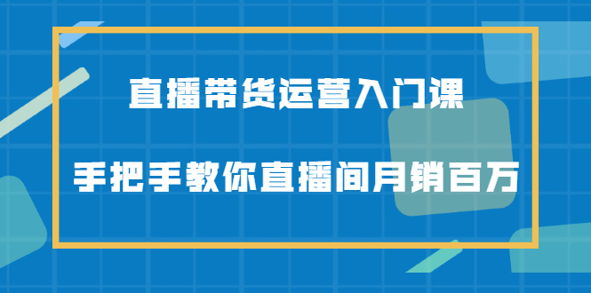 直播带货运营入门课，手把手教你直播间月销百万-亦可网创