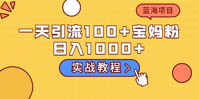 一天引流100 宝妈粉，日入1000 的蓝海项目（实战教程）-亦可网创