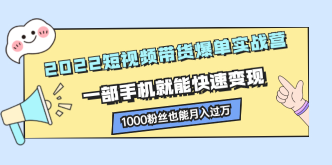 2022短视频带货爆单实战营，一部手机就能快速变现-亦可网创