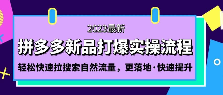 拼多多-新品打爆实操流程：轻松快速拉搜索自然流量，更落地·快速提升-亦可网创