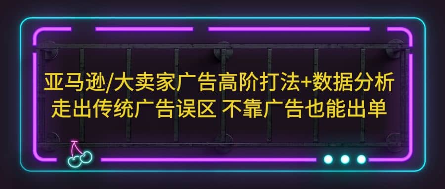 亚马逊/大卖家广告高阶打法 数据分析，走出传统广告误区 不靠广告也能出单-亦可网创