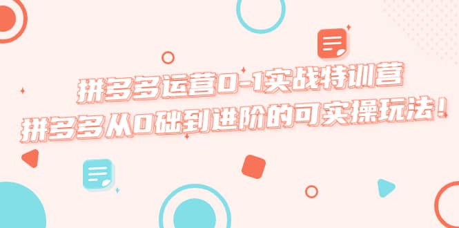 拼多多运营0-1实战特训营，拼多多从0础到进阶的可实操玩法-亦可网创