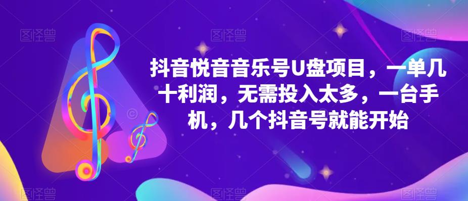 抖音音乐号U盘项目 一单几十利润 无需投入太多 一台手机 几个抖音号就开始-亦可网创