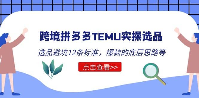 跨境拼多多TEMU实操选品运营方法，选品避坑12条标准，爆款的底层思路等-亦可网创