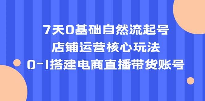 7天0基础自然流起号，店铺运营核心玩法，0-1搭建电商直播带货账号-亦可网创