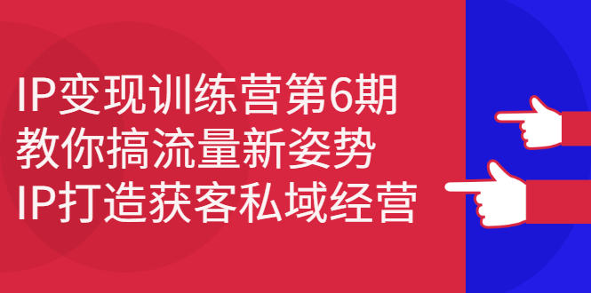 IP变现训练营第6期：教你搞流量新姿势，IP打造获客私域经营-亦可网创