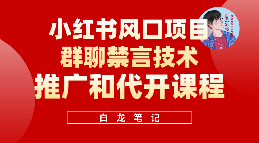 小红书风口项目日入300 ，小红书群聊禁言技术代开项目，适合新手操作-亦可网创